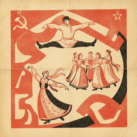 Illustration vintage danses russes traditionnelles