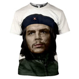 T-SHIRT CHE GUEVARA PORTRAIT COLORISE BERET BLEU IMPRESSION