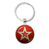 SLEUTELHANGER USSR WITTE STER HAMER EN SIKKEL VINTAGE BRONS