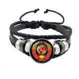 Pulsera Cuero Lenin y Stalin Perfil Rojo