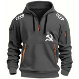 SCHWARZER ZIP-HOODIE CCCP KGB TAKTISCHE NEON-DETAILS