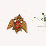 SPILLA AQUILA BICEFALE RUSSIA D'ORO CON SCUDO ROSSO