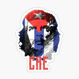 STICKER CHE GUEVARA PORTRAIT ROUGE FOND NOIR VINYLE AUTOCOLLANT
