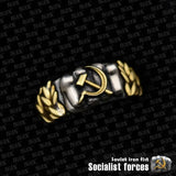 BAGUE SOVIET IRON FIST CUIVRE ETOILE ROUGE
