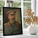 AFFICHE STALIN CASQUETTE UNIFORME PORTRAIT COULEURS