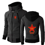 ANTHRAZITGRAUER ZIP-HOODIE CCCP RED STAR TAKTISCHER KRAGEN
