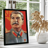 STALIN-POSTER SICHEL UND HAMMER ROTER HINTERGRUND FRONTAL