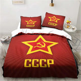 SET LETTO CCCP MAPPA URSS FALCE MARTELLO SFONDO NERO