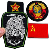 ECUSSON CCCP ETOILE ROUGE INSCRIPTION RUSSE FOND NOIR 7X9CM