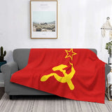 PLAID CCCP DRAPEAU FAUCILLE MARTEAU ETOILE OR FOND ROUGE