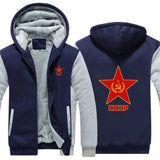 SCHWARZER ZIP-HOODIE MIT SHERPA-FUTTER CCCP STAR WINTER
