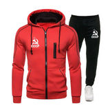 FELPA DA JOGGING CCCP CON CAPPUCCIO ZIP BLU MARINO SICKLE HAMMER