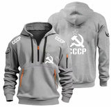 SCHWARZER ZIP-HOODIE CCCP KGB TAKTISCHE NEON-DETAILS