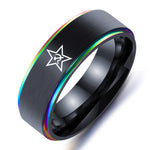 BAGUE FAUCILLE ET MARTEAU NOIR ET ARC-EN-CIEL