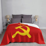 PLAID CCCP DRAPEAU FAUCILLE MARTEAU ETOILE OR FOND ROUGE