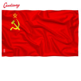 CCCP-FLAGGE, KLASSISCHER ROTER SICHELHAMMER, GOLDSTERN