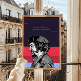 POSTER CHE GUEVARA STILIZZATO BLU ROSSO SLOGAN DI TESTO