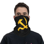 CACHE-COU NOIR MARTEAU & FAUCILLE JAUNE