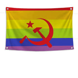 DRAPEAU FAUCILLE MARTEAU LGBTQ+ ARC-EN-CIEL