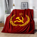 PLAID CCCP FAUCILLE MARTEAU COURONNE EPIS OR FOND ROUGE
