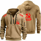 SCHWARZER ZIP-HOODIE CCCP KGB TAKTISCHE NEON-DETAILS