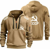 SCHWARZER ZIP-HOODIE CCCP KGB TAKTISCHE NEON-DETAILS