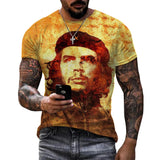 T-SHIRT CHE GUEVARA VINTAGE SEPIA OKER GOUDEN ACHTERGROND