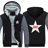 SCHWARZER ZIP-HOODIE CCCP RED STAR DICKES FLEECE