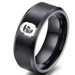 BAGUE ACIER NOIRE GRAVÉE