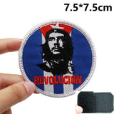 ECUSSON CHE GUEVARA REVOLUCION CUBA FOND BLEU VELCRO BRASSARD 7CM