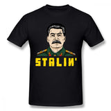PLUS SIZE STALIN T-SHIRT CUSTOM PORTRAIT SCHWARZ WEISS