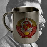 STAINLESS STEEL MUG CCCP NATIONAL EMBLEM USSR SOVIET