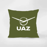 KISSENBEZUG UAZ OFFIZIELLES LOGO SILBER GRÜN SCHWARZ HINTERGRUND