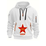 SCHWARZES SWEATSHIRT MIT HALBZIP CCCP RED STAR TACTICAL NEON