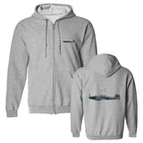 SCHWARZER ZIP-HOODIE CCCP IL-2 FLUGZEUG SOWJETISCHE LUFTFAHRT