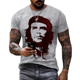 CHE GUEVARA STENCIL BORDEAUX GRUNGE T-SHIRT STAMPA 3D