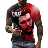 T-SHIRT SALUTE ROSSA CHE GUEVARA ROSSO NERO SCHIZZI 3D