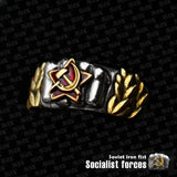 BAGUE SOVIET IRON FIST CUIVRE ETOILE ROUGE