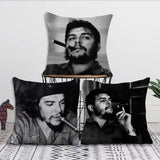 HOUSSE COUSSIN CHE GUEVARA CIGARE PORTRAIT BLANC FOND NOIR INTENSE