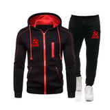 FELPA JOGGING CCCP CON CAPPUCCIO ZIP GRIGIO ROSSO SICKLE HAMMER