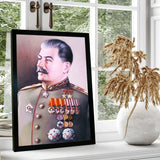 POSTER STALIN PROFIL MEDAILLEN KLASSISCHE GRÜNE UNIFORM