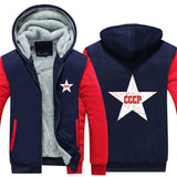 SCHWARZER ZIP-HOODIE CCCP RED STAR DICKES FLEECE