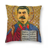 HOUSSE COUSSIN STALINE ICONE RELIGIEUSE BYZANTINE OR FOND DORE