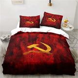 SET LETTO CCCP FALCE MARTELLO ORO SFONDO BORDEAUX