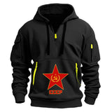 SCHWARZES SWEATSHIRT MIT HALBZIP CCCP RED STAR TACTICAL NEON