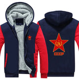 SCHWARZER ZIP-HOODIE MIT SHERPA-FUTTER CCCP STAR WINTER