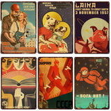 METALEN BORD DOOD VAN STALIN FILMPOSTER VINTAGE ROOD