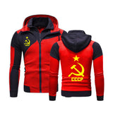 HOODIE MET RITS ROOD-ZWART CCCP TWEEKLEURIG