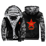 SCHWARZER ZIP-HOODIE MIT SHERPA-FUTTER CCCP STAR WINTER
