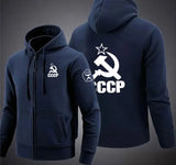 CCCP RED ZIP HOODIE SICKLE HAMMER WEISS